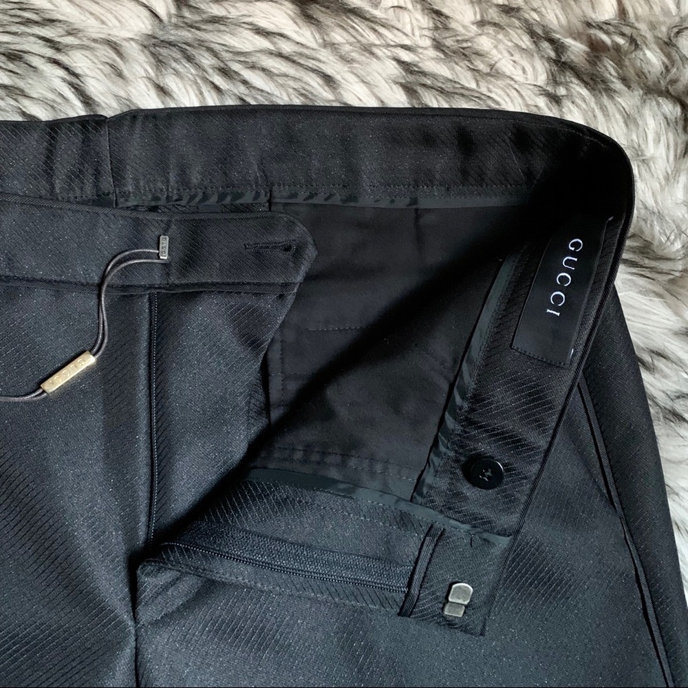 Gucci Slim Fit Silk Blend Black Dress Pants - Picture 4 of 8